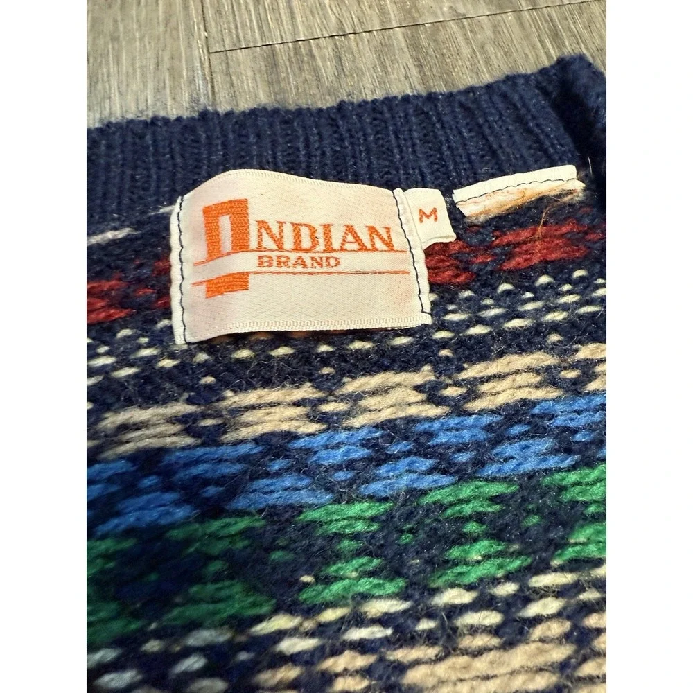 Vintage 80s Indian Brand Wool Sweater‎ Green Wpl 12391 Men's Size Medium